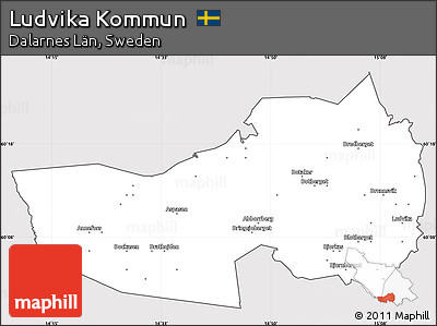 Silver Style Simple Map of Ludvika Kommun, cropped outside