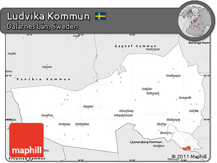 Silver Style Simple Map of Ludvika Kommun