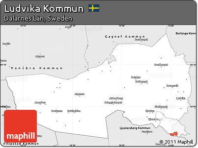 Silver Style Simple Map of Ludvika Kommun