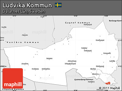 Silver Style Simple Map of Ludvika Kommun