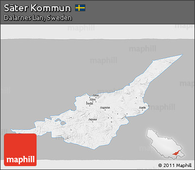 Gray 3D Map of Säter Kommun, single color outside