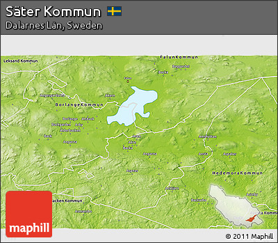 Physical 3D Map of Säter Kommun
