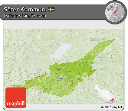 Physical 3D Map of Säter Kommun, lighten