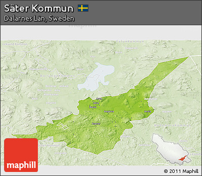 Physical 3D Map of Säter Kommun, lighten