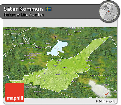 Physical 3D Map of Säter Kommun, satellite outside