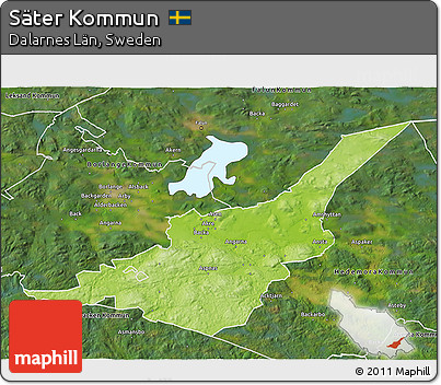 Physical 3D Map of Säter Kommun, satellite outside