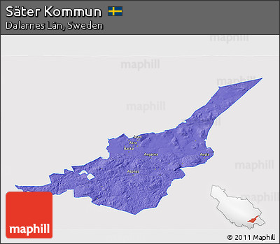 Political 3D Map of Säter Kommun, single color outside
