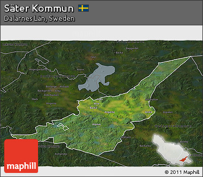 Satellite 3D Map of Säter Kommun, darken