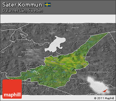 Satellite 3D Map of Säter Kommun, desaturated