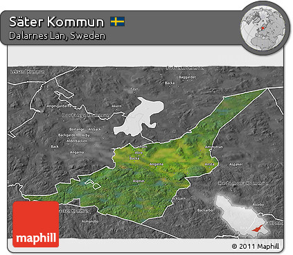 Satellite 3D Map of Säter Kommun, desaturated