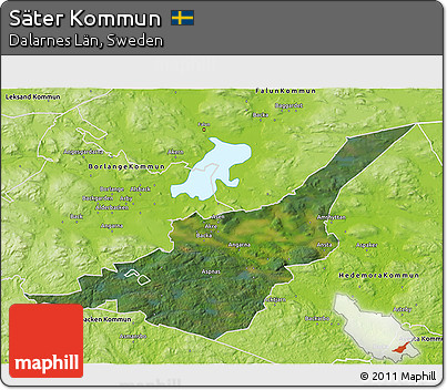 Satellite 3D Map of Säter Kommun, physical outside