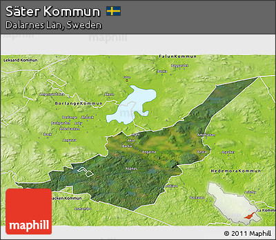Satellite 3D Map of Säter Kommun, physical outside