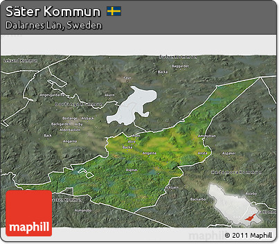 Satellite 3D Map of Säter Kommun, semi-desaturated