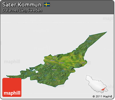 Satellite 3D Map of Säter Kommun, single color outside