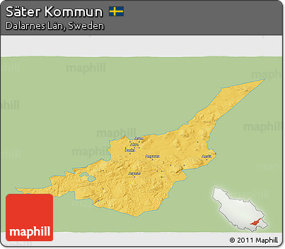 Savanna Style 3D Map of Säter Kommun, single color outside