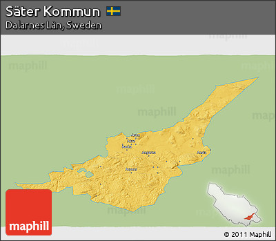 Savanna Style 3D Map of Säter Kommun, single color outside