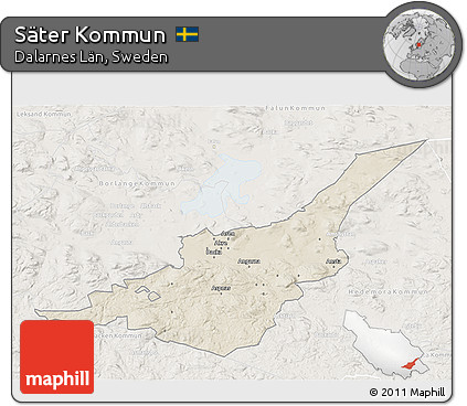 Shaded Relief 3D Map of Säter Kommun, lighten