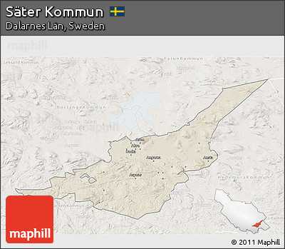 Shaded Relief 3D Map of Säter Kommun, lighten