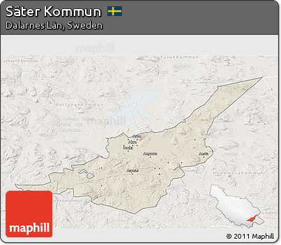 Shaded Relief 3D Map of Säter Kommun, lighten