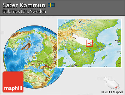 Physical Location Map of Säter Kommun, highlighted parent region