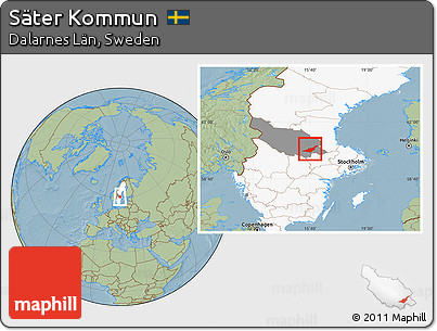 Savanna Style Location Map of Säter Kommun, highlighted country, highlighted parent region, hill shading