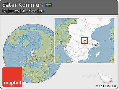 Savanna Style Location Map of Säter Kommun, highlighted country, hill shading