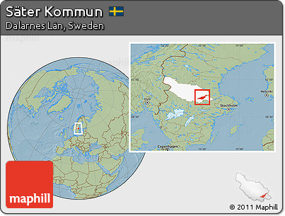 Savanna Style Location Map of Säter Kommun, highlighted parent region, hill shading