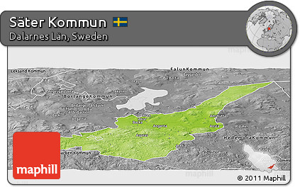 Physical Panoramic Map of Säter Kommun, desaturated