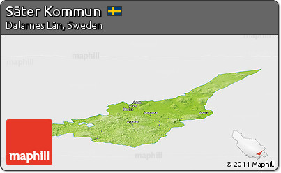 Physical Panoramic Map of Säter Kommun, single color outside