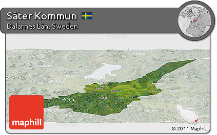 Satellite Panoramic Map of Säter Kommun, lighten