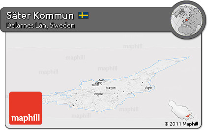 Silver Style Panoramic Map of Säter Kommun, single color outside