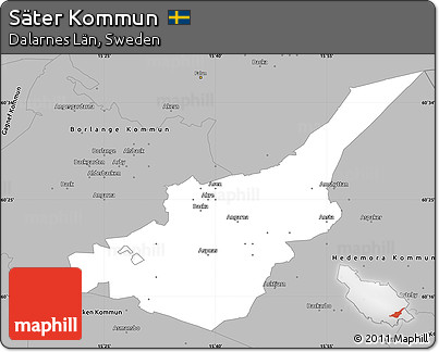 Gray Simple Map of Säter Kommun