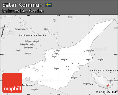 Silver Style Simple Map of Säter Kommun