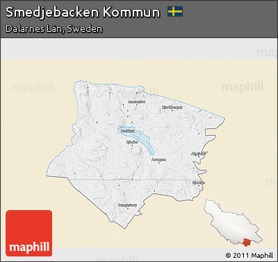 Classic Style 3D Map of Smedjebacken Kommun, single color outside
