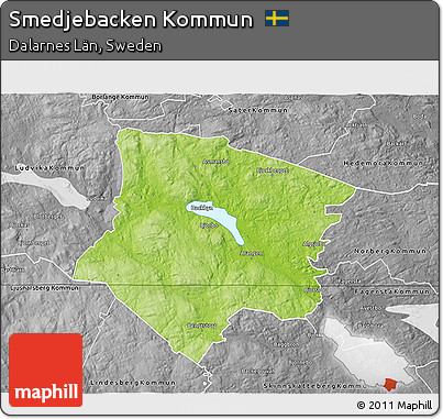 Physical 3D Map of Smedjebacken Kommun, desaturated