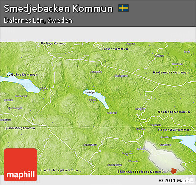 Physical 3D Map of Smedjebacken Kommun