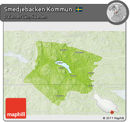 Physical 3D Map of Smedjebacken Kommun, lighten