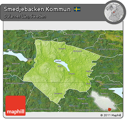 Physical 3D Map of Smedjebacken Kommun, satellite outside