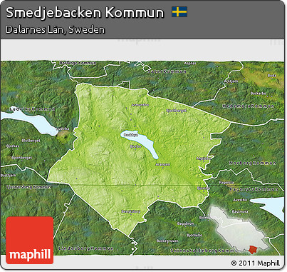 Physical 3D Map of Smedjebacken Kommun, satellite outside