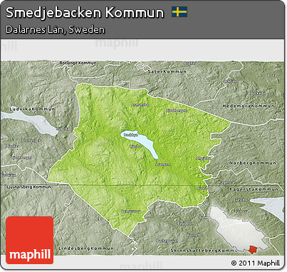 Physical 3D Map of Smedjebacken Kommun, semi-desaturated