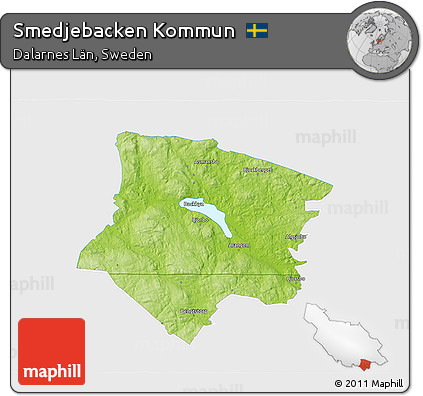 Physical 3D Map of Smedjebacken Kommun, single color outside