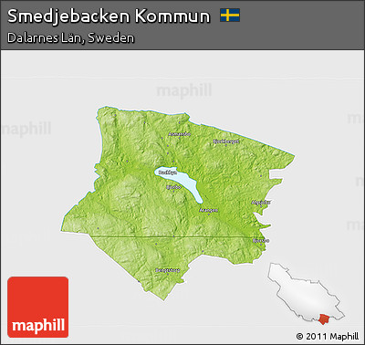 Physical 3D Map of Smedjebacken Kommun, single color outside