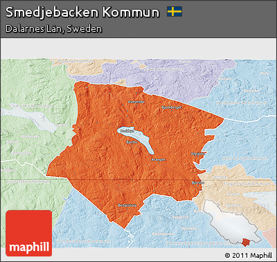 Political 3D Map of Smedjebacken Kommun, lighten