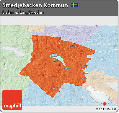Political 3D Map of Smedjebacken Kommun, lighten