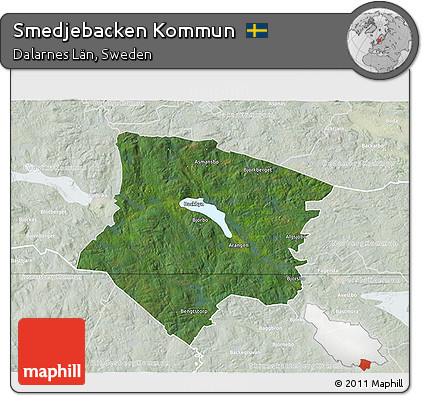Satellite 3D Map of Smedjebacken Kommun, lighten