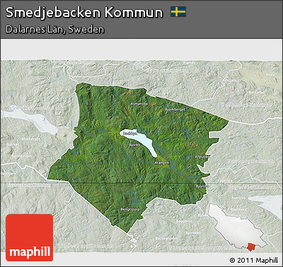 Satellite 3D Map of Smedjebacken Kommun, lighten