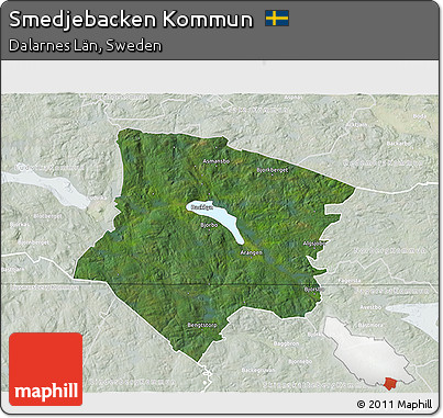 Satellite 3D Map of Smedjebacken Kommun, lighten