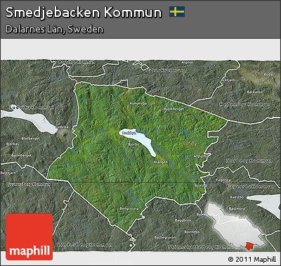 Satellite 3D Map of Smedjebacken Kommun, semi-desaturated