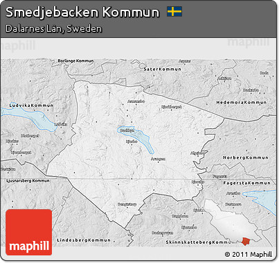 Silver Style 3D Map of Smedjebacken Kommun