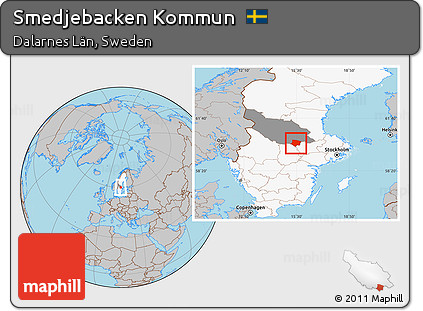Gray Location Map of Smedjebacken Kommun, highlighted country, highlighted parent region